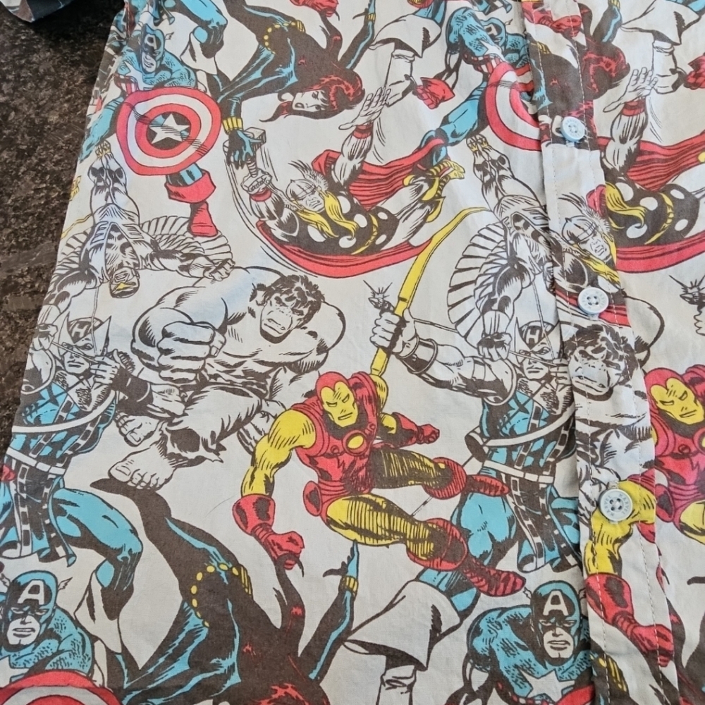 Marvel Heroes Patterned Men's Button Down Shirt, … - image 5